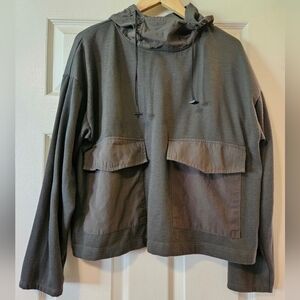 Zara Trafulac Olive Green Hooded Pullover With Pull String Size Medium